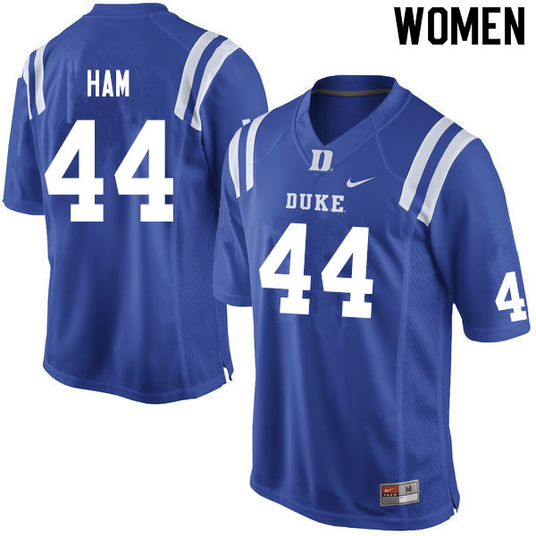 Women #44 Charlie Ham Duke Blue Devils College Football Jerseys Sale-Blue - Click Image to Close